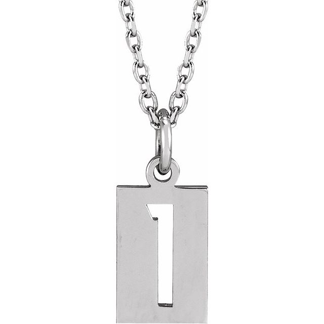 Sterling Silver Pierced Numeral 1 Dog Tag 16-18 Necklace