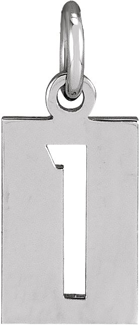 Sterling Silver Pierced Numeral 1 Dog Tag Pendant