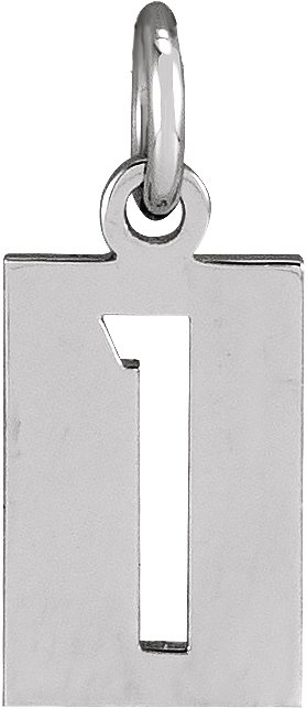 14K White Pierced Numeral 1 Dog Tag Pendant