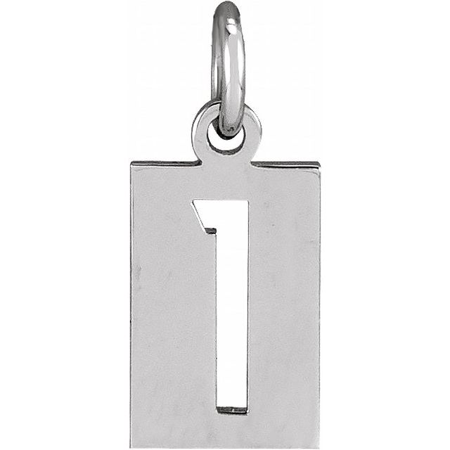 Sterling Silver 12.4x5.3 mm Pierced Numeral 1 Dog Tag Pendant