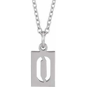 Sterling Silver Pierced Numeral 0 Dog Tag 16-18" Necklace