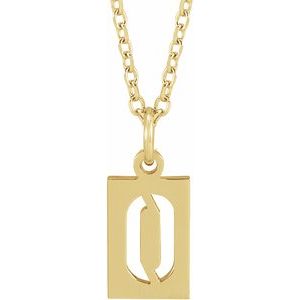14K Yellow Pierced Numeral 0 Dog Tag 16-18" Necklace