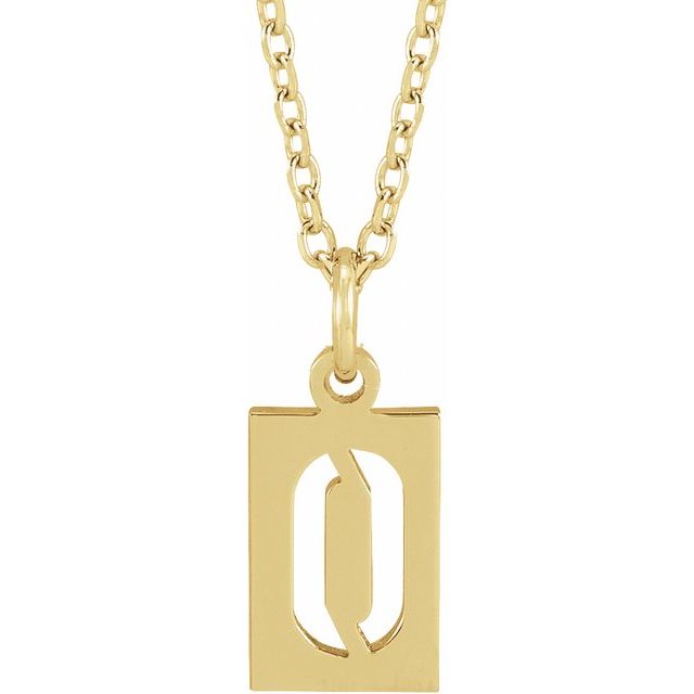 14K Yellow Pierced Numeral 0 Dog Tag 16-18" Necklace