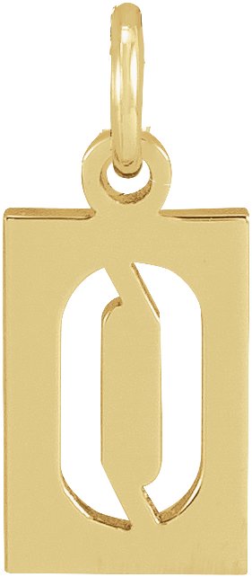 14K Yellow Pierced Numeral 0 Dog Tag Pendant