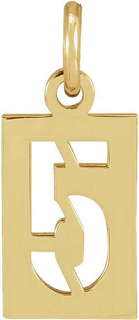 14K Yellow Pierced Numeral 5 Dog Tag Pendant