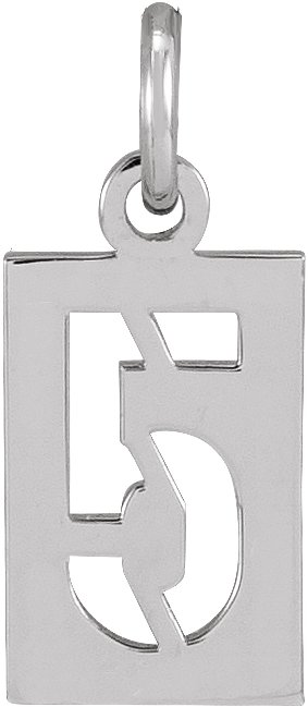 Sterling Silver Pierced Numeral 5 Dog Tag Pendant