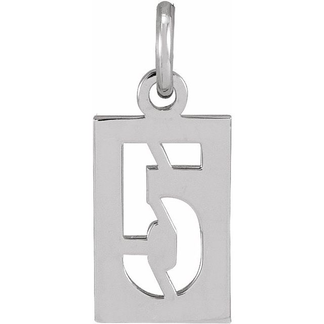 Sterling Silver Pierced Numeral 5 Dog Tag Pendant