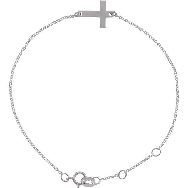 Sterling Silver Cross 6 1/2-7 1/2 Bracelet