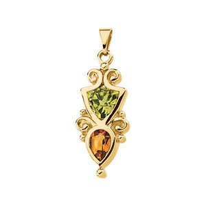 14K Yellow Peridot and Citrine Pendant Ref 1955663