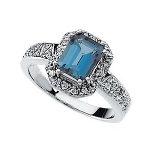 Natural London Blue Topaz & 1/6 Natural Diamond Ring