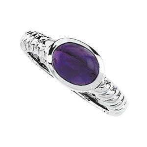 Genuine Amethyst Cabochon Ring 9 x 7mm Ref 994204