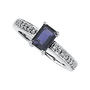 Genuine Iolite And Diamond Ring 7 x 5mm .1 CTW Ref 924414