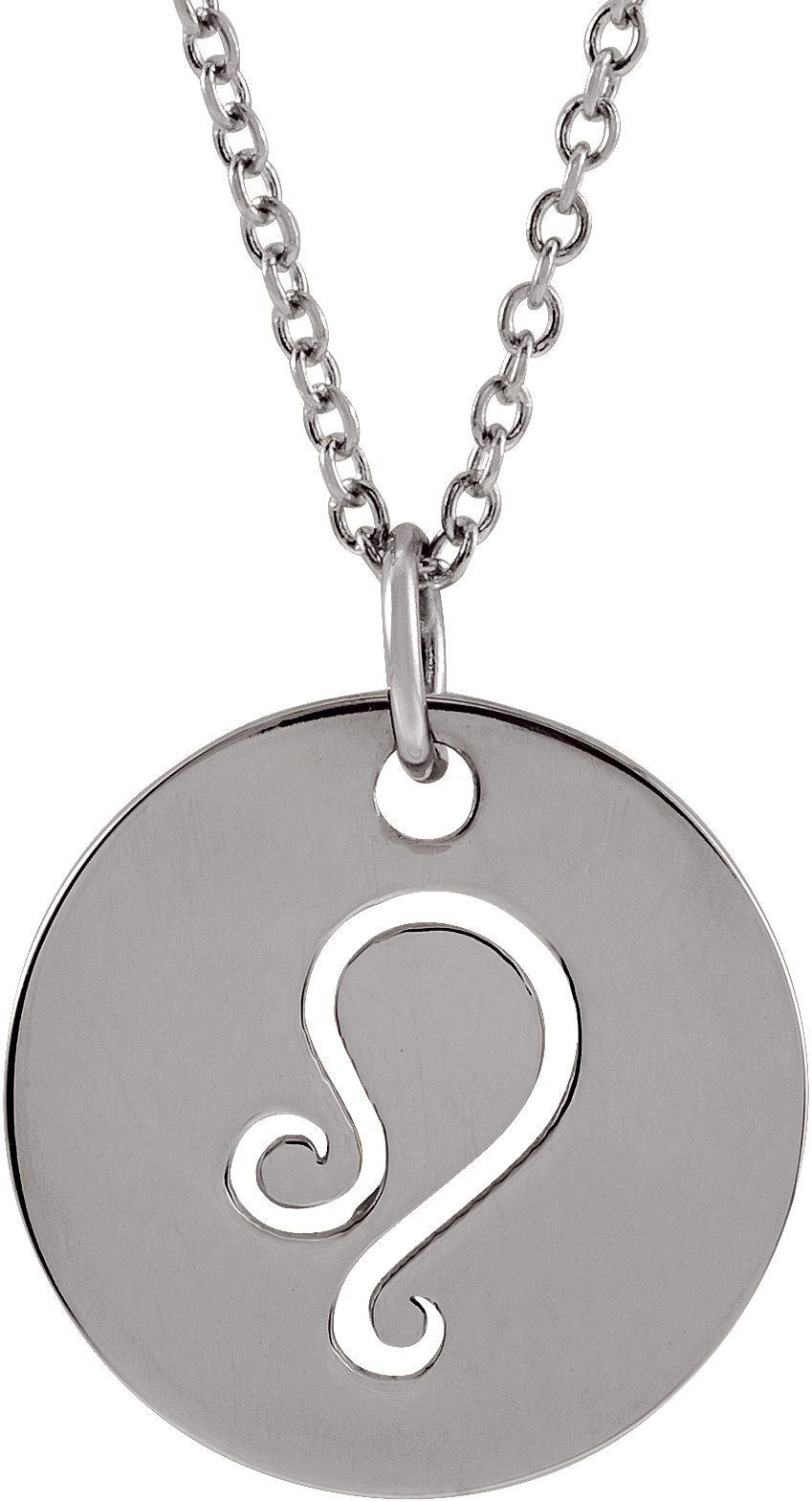 14K White Leo Zodiac Disc 16 to 18 inch Necklace Ref 17481515