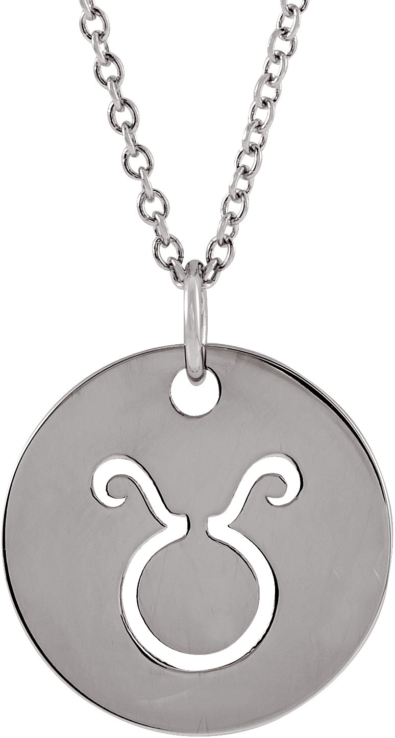 Sterling Silver Taurus Zodiac Disc 16-18" Necklace