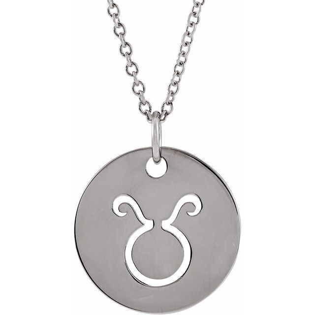 Sterling Silver Taurus Zodiac Disc 16-18 Necklace