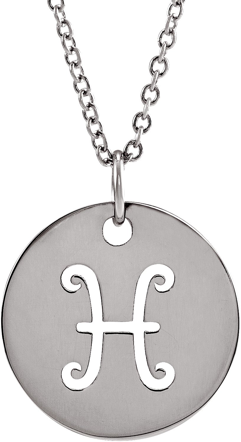 Sterling Silver Pisces Zodiac Disc 16-18" Necklace