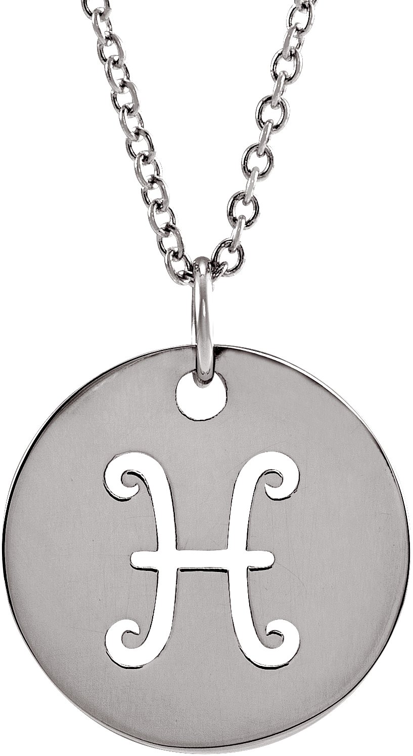 Sterling Silver Pisces Zodiac Disc 16-18 Necklace