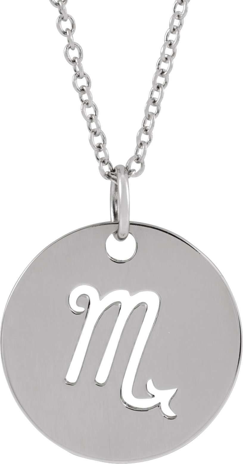 Sterling Silver Scorpio Zodiac Disc 16-18" Necklace