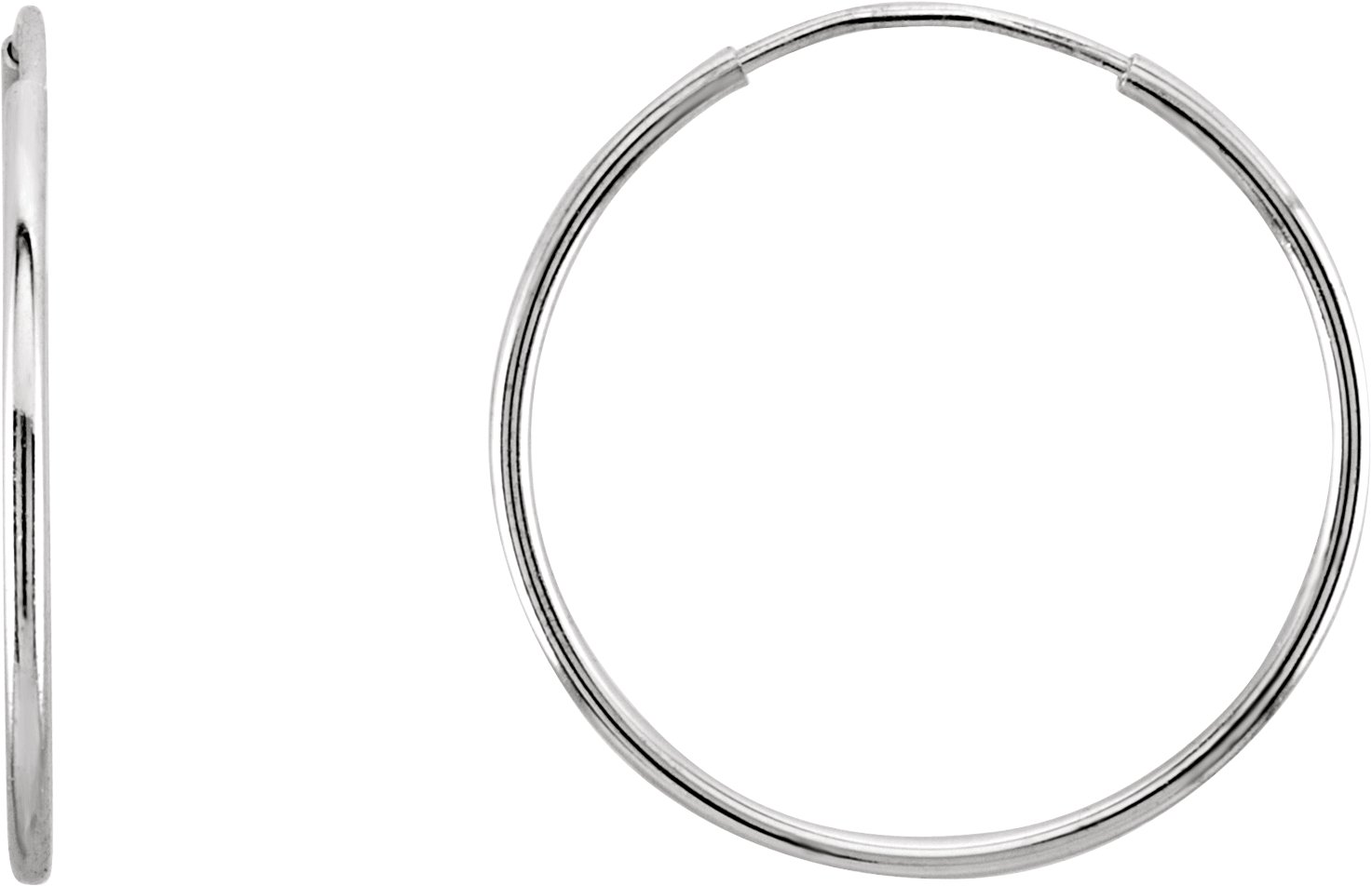 14K White 20 mm Endless Hoop Earrings Ref 5761970