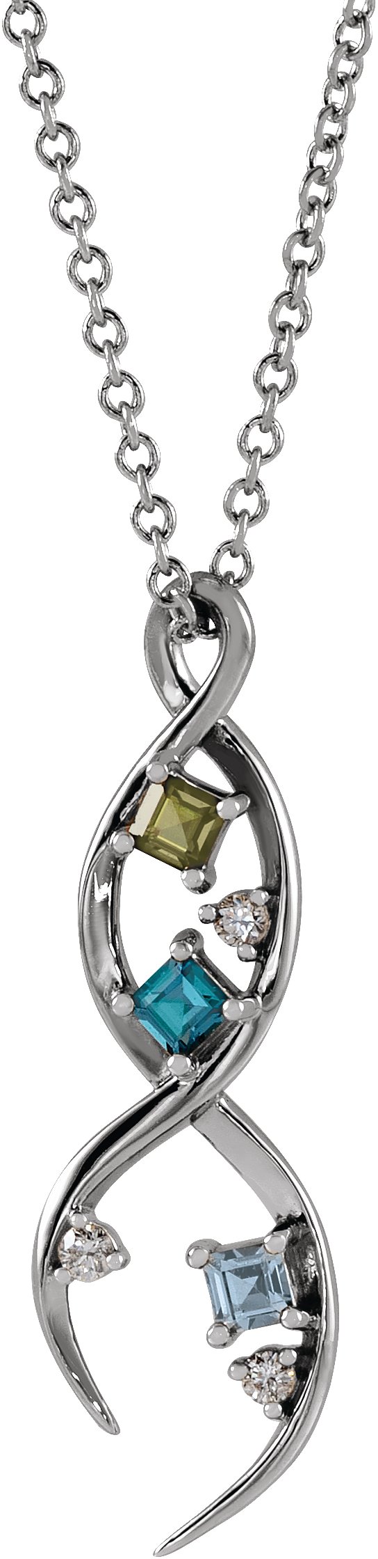 Accented Family Freeform Necklace or Pendant