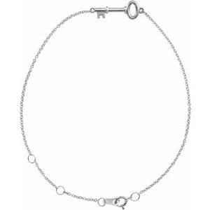 Sterling Silver Petite Key 6 1/2-7 1/2" Bracelet