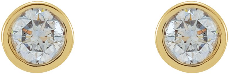 14K Yellow 1/8 CTW Natural Diamond Micro Bezel-Set Earrings