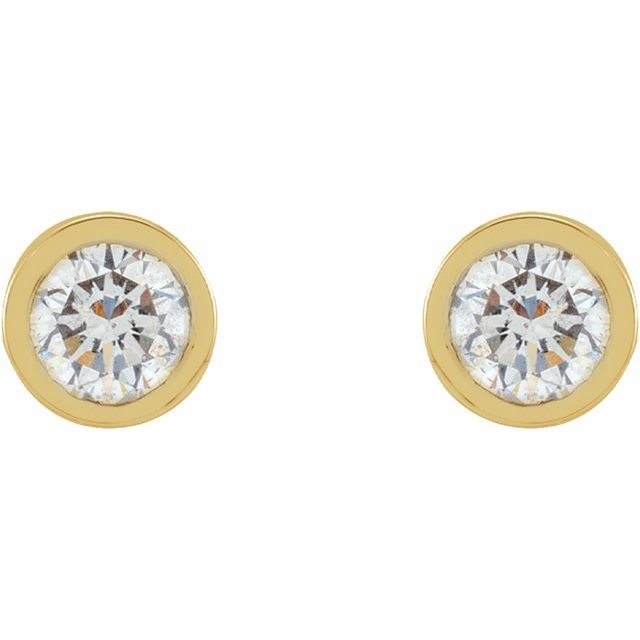 14K Yellow 1/10 CTW Natural Diamond Micro Bezel-Set Earrings