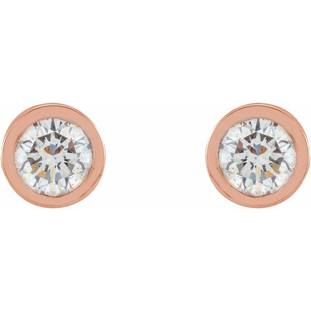 14K Rose 1/10 CTW Natural Diamond Micro Bezel-Set Earrings
