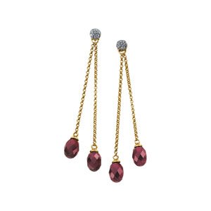 14K Yellow Brazilian Garnet and .125 CTW Diamond Earrings Ref 2086765