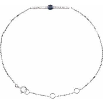 14K White Blue Sapphire and .07 CTW Diamond Bar 5 7 inch Bracelet Ref. 17325010