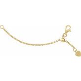 14K Yellow 3 Inch Adjustable Box Chain Extender with Heart Tag