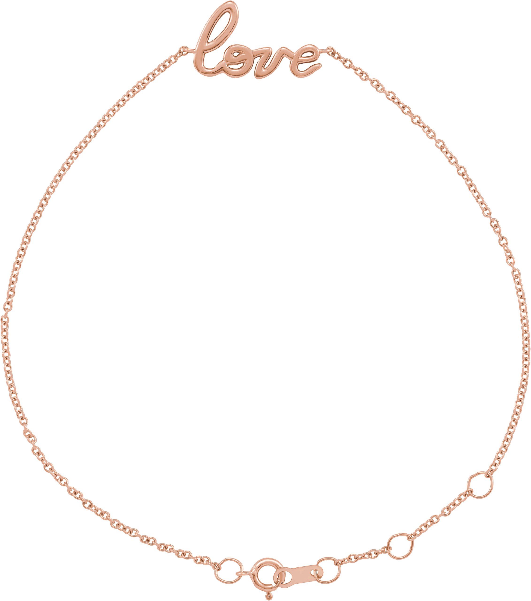 14K Rose Love 6 1/2-7 1/2" Bracelet