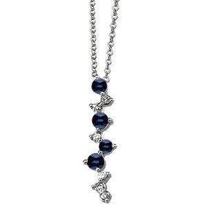 14K White Blue Sapphire & 1/10 CTW Diamond 18" Necklace