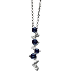 14K White Natural Blue Sapphire & 1/10 CTW Natural Diamond 18" Necklace