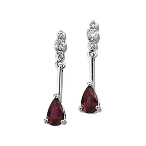 14K White .05 CTW Diamond and Ruby Earrings Ref 2244547