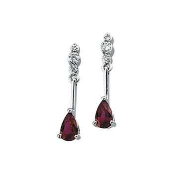 Genuine Ruby and Diamond Earrings 5 x 3mm .05 CTW Ref 354997