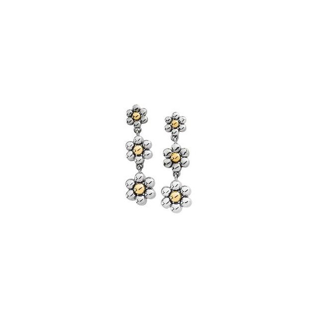 14K White/Yellow Flower Earrings