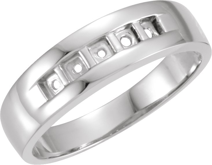 18K White Gold 5-Stone Anniversary Band Mounting