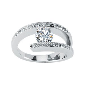 Moissanite And Diamond Ring 6mm .75 Carat Center and .17 CTW Ref 336211