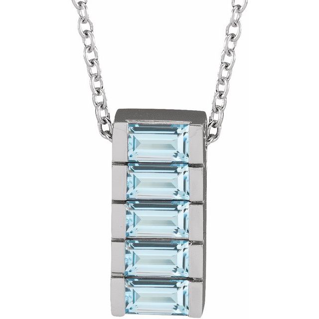 Sterling Silver White and Blue Topaz with 16-18 Sterling Silver White and Blue Topaz with 16-18