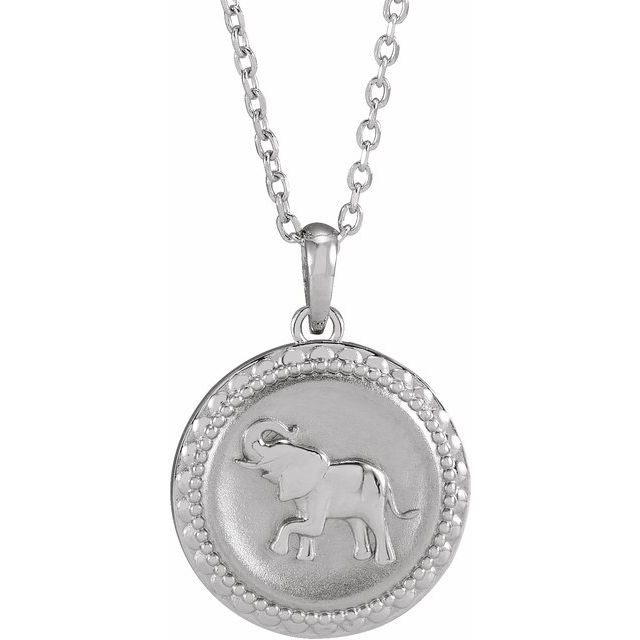 Sterling Silver Elephant Disc 16-18