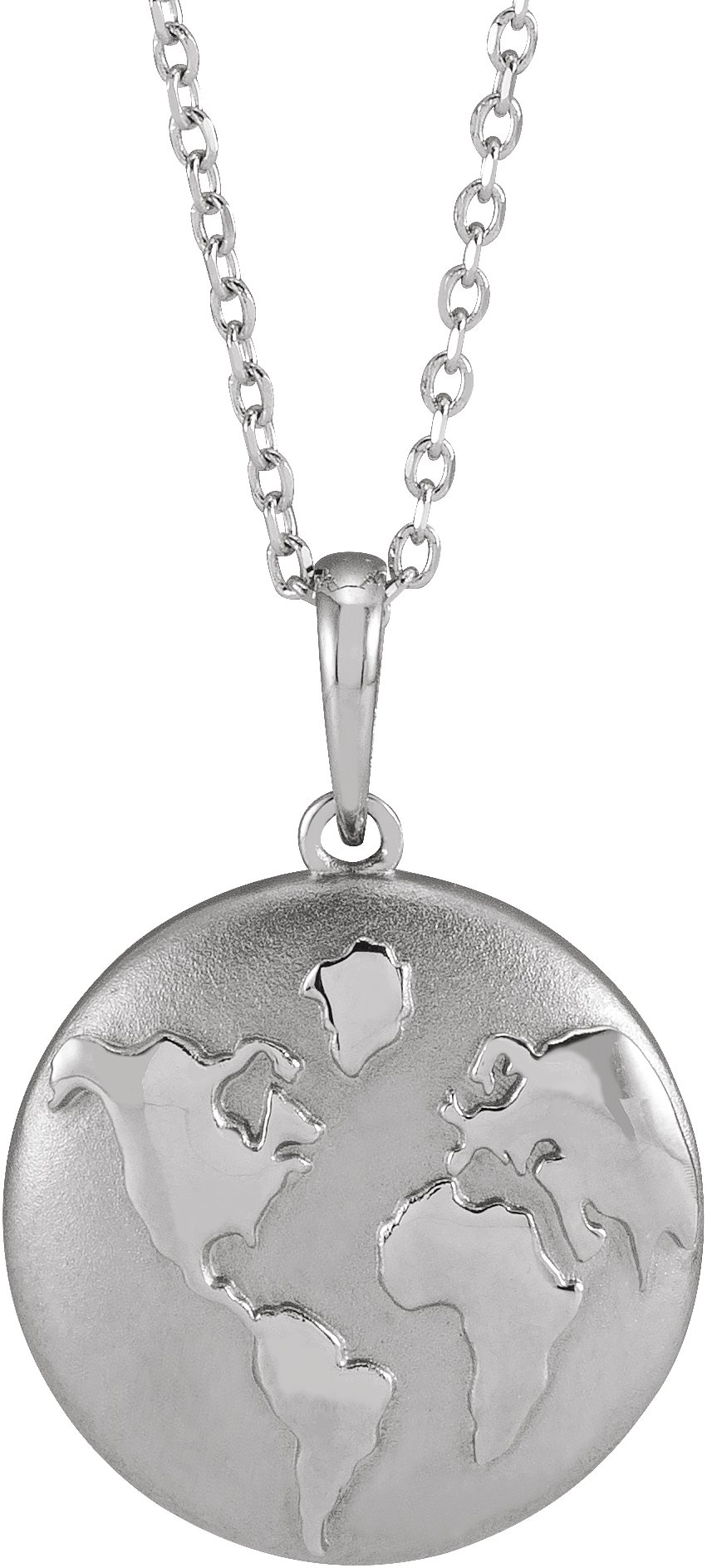 14K White Old World Globe 16-18" Necklace