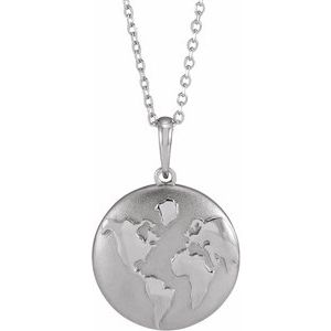 14K White Old World Globe 16-18" Necklace
