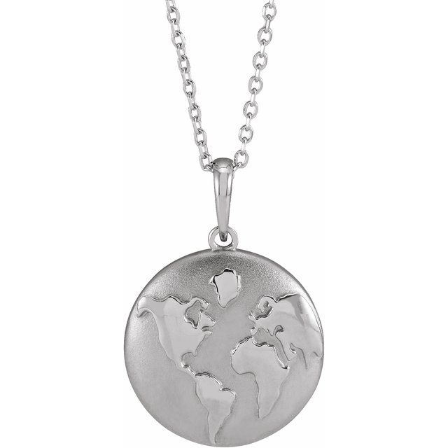 Sterling Silver Old World Globe 16-18 Necklace