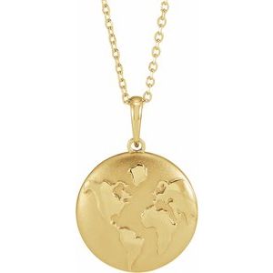 14K Yellow Old World Globe 16-18" Necklace
