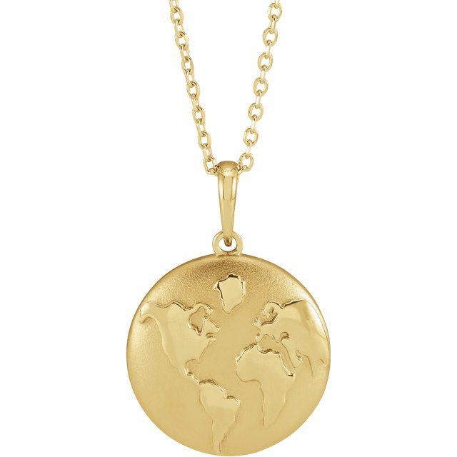 14K Yellow Old World Globe 16-18 Necklace