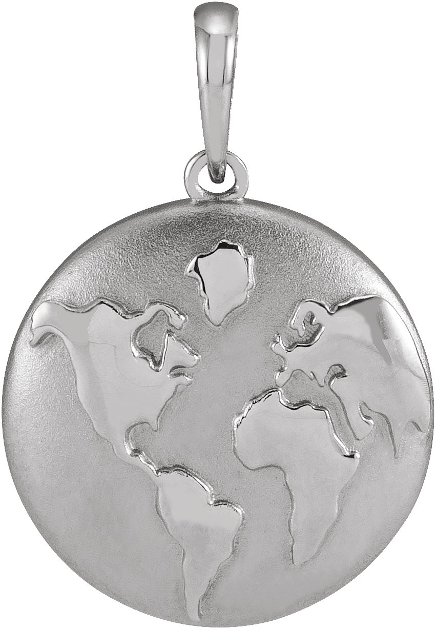 Sterling Silver 12.96x14.76 mm Old World Globe Pendant