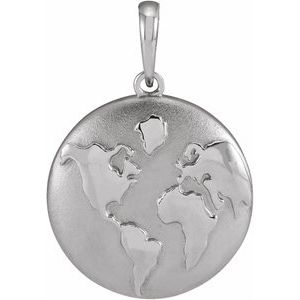Sterling Silver 12.96x14.76 mm Old World Globe Pendant