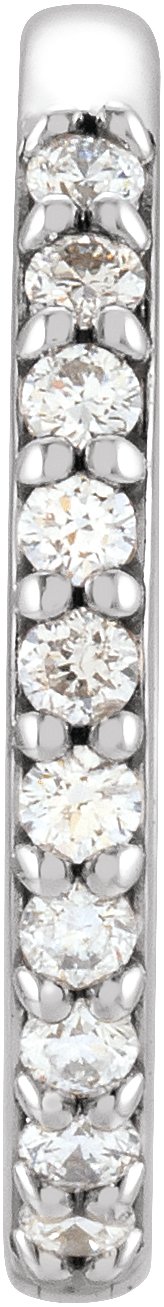 14K White .08 CT Natural Diamond Single 15 mm Huggie Earring
