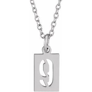 Sterling Silver Pierced Numeral 9 Dog Tag 16-18" Necklace